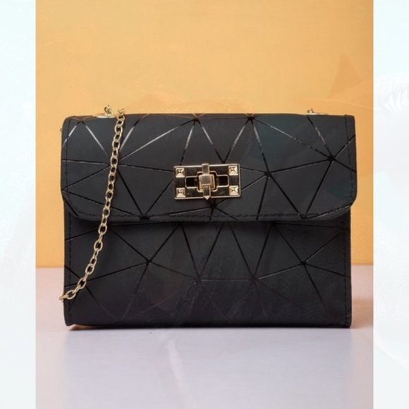 Handbags - New Lock Geometric Pattern Square Bag Black 73